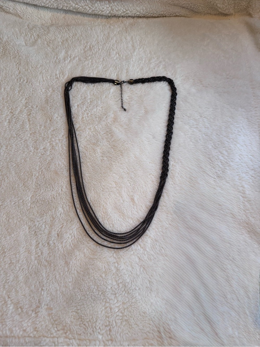 Ann Taylor Layered Black/Gunmetal Braided Multi-Strand Necklace - Women Jewelry
